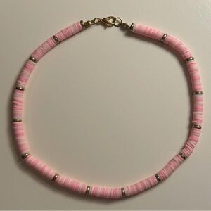 Light pink clay bead necklace